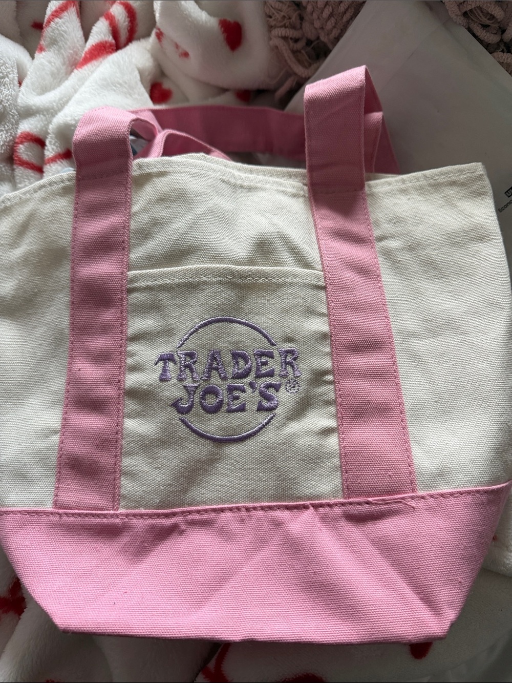 Pink & Cream Canvas Tote